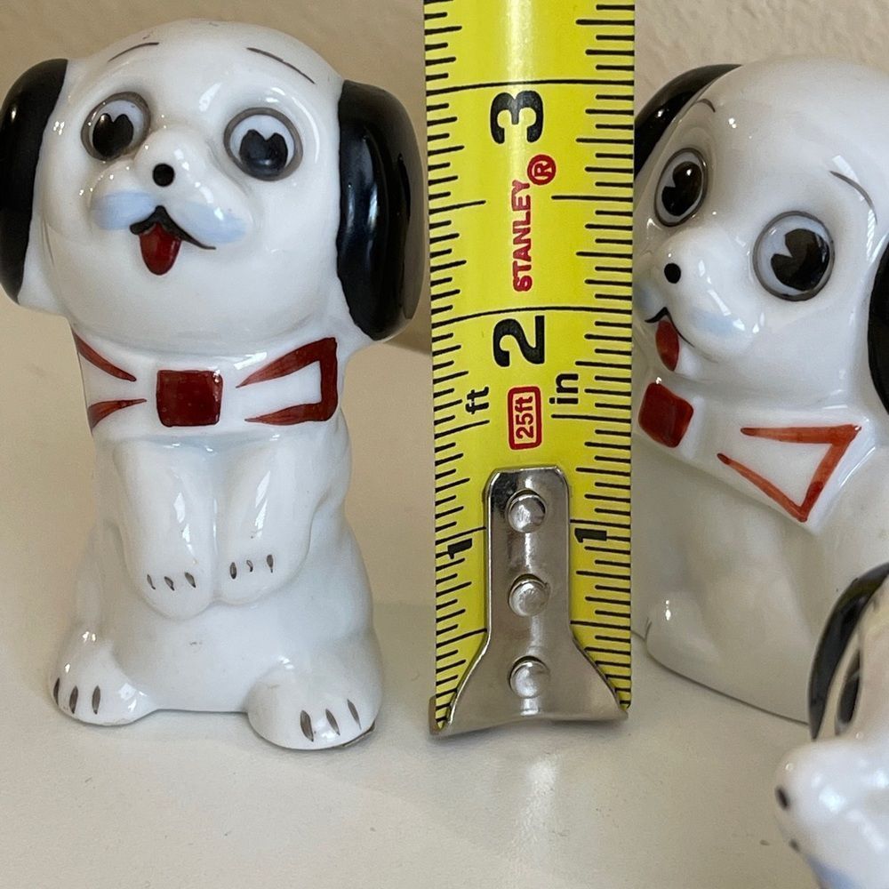 Vintage Anthropomorphic Dog Puppy Googly Big Eye Japan Figurine Kitsch Set Of 3 - Picture 5 of 10